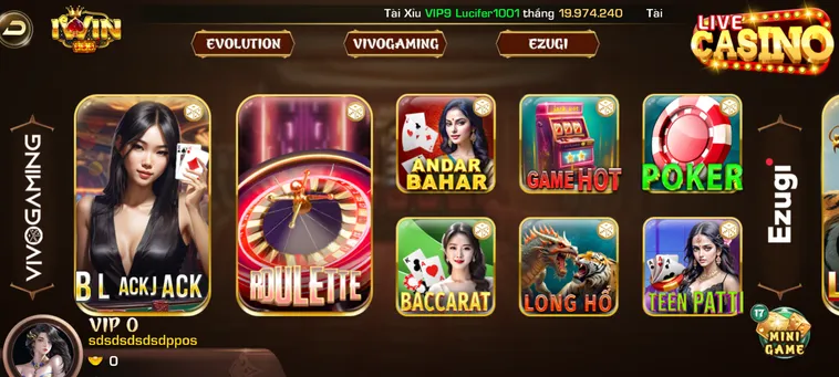 Hệ Thống LiveStream Casino iWin Club Sang Trọng